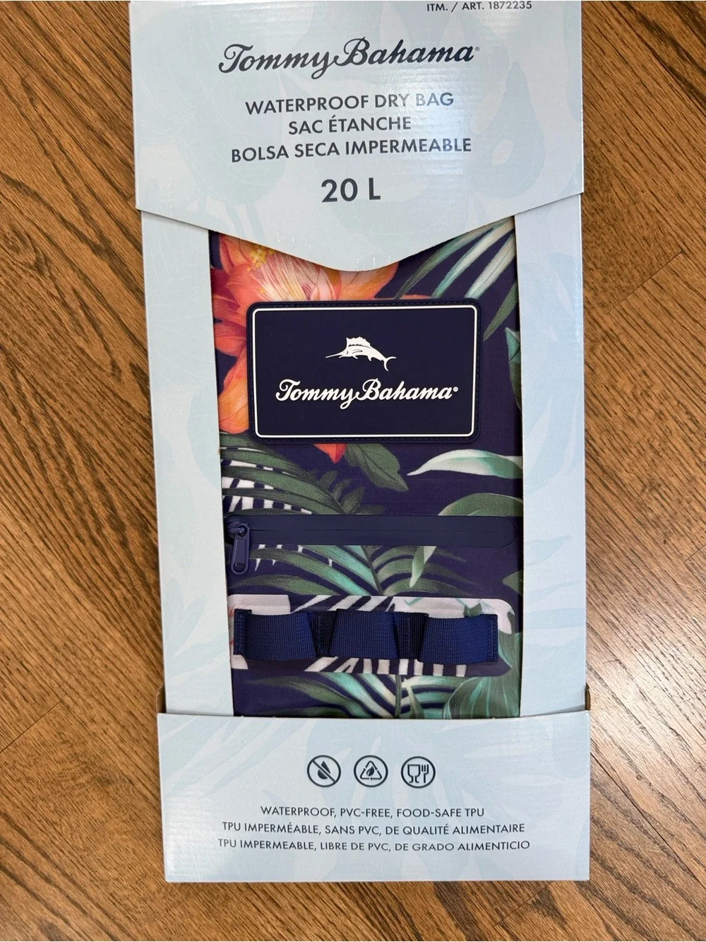 Tommy Bahama Navy Floral Roll-Top 20 L Dry Bag with Tropical Print